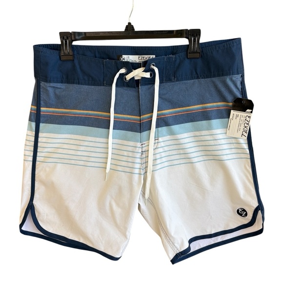 Ezekiel Blue and White Board Shorts with Nautical Design - Picture 1 of 5